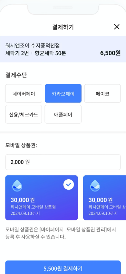 간편 결제 화면